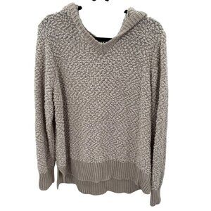GreenTea Popcorn Knit Hooded Tan Sweater w/Ribbed Hem & Sleeves Size XXL